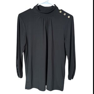Ann Klein  Black Button-Detail Women's blouse size medium
